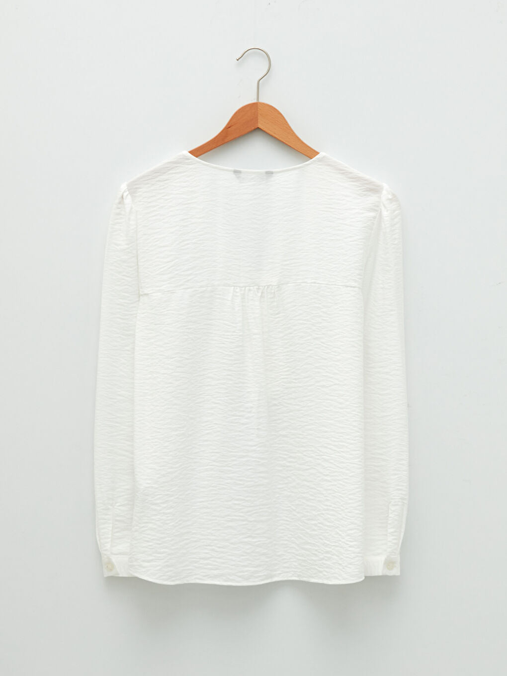 V-Neck Plain Long Sleeve Women's Blouse-6
