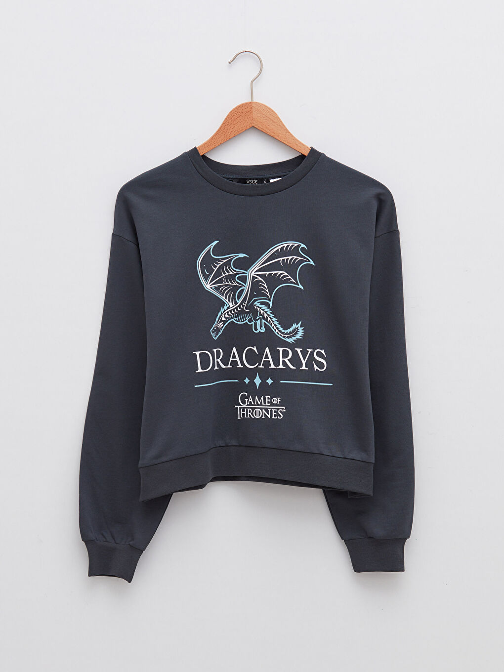 XSIDE Antrasit Bisiklet Yaka Game Of Thrones Baskılı Uzun Kollu Kadın Sweatshirt - 5