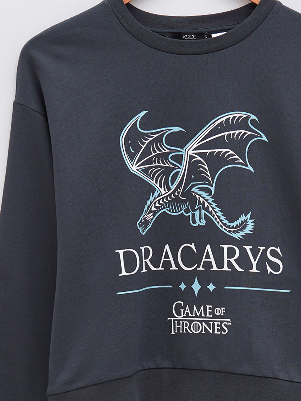 XSIDE Antrasit Bisiklet Yaka Game Of Thrones Baskılı Uzun Kollu Kadın Sweatshirt - 7