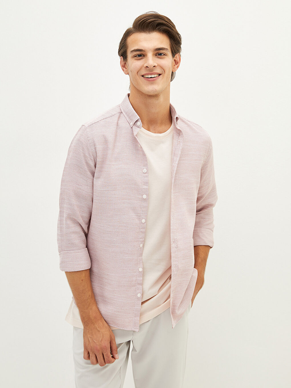 Slim Fit Long Sleeve Men's Shirt-1