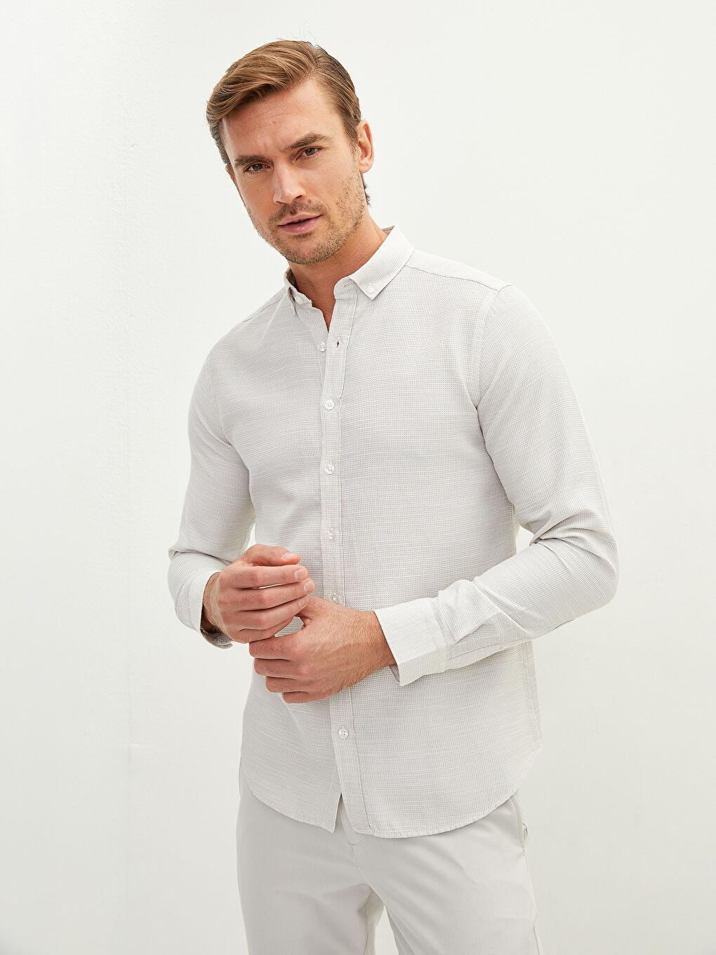 Slim Fit Long Sleeve Men's Shirt-1