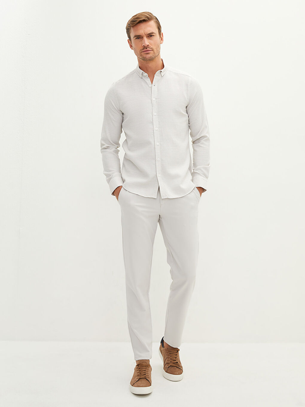 Slim Fit Long Sleeve Men's Shirt-3