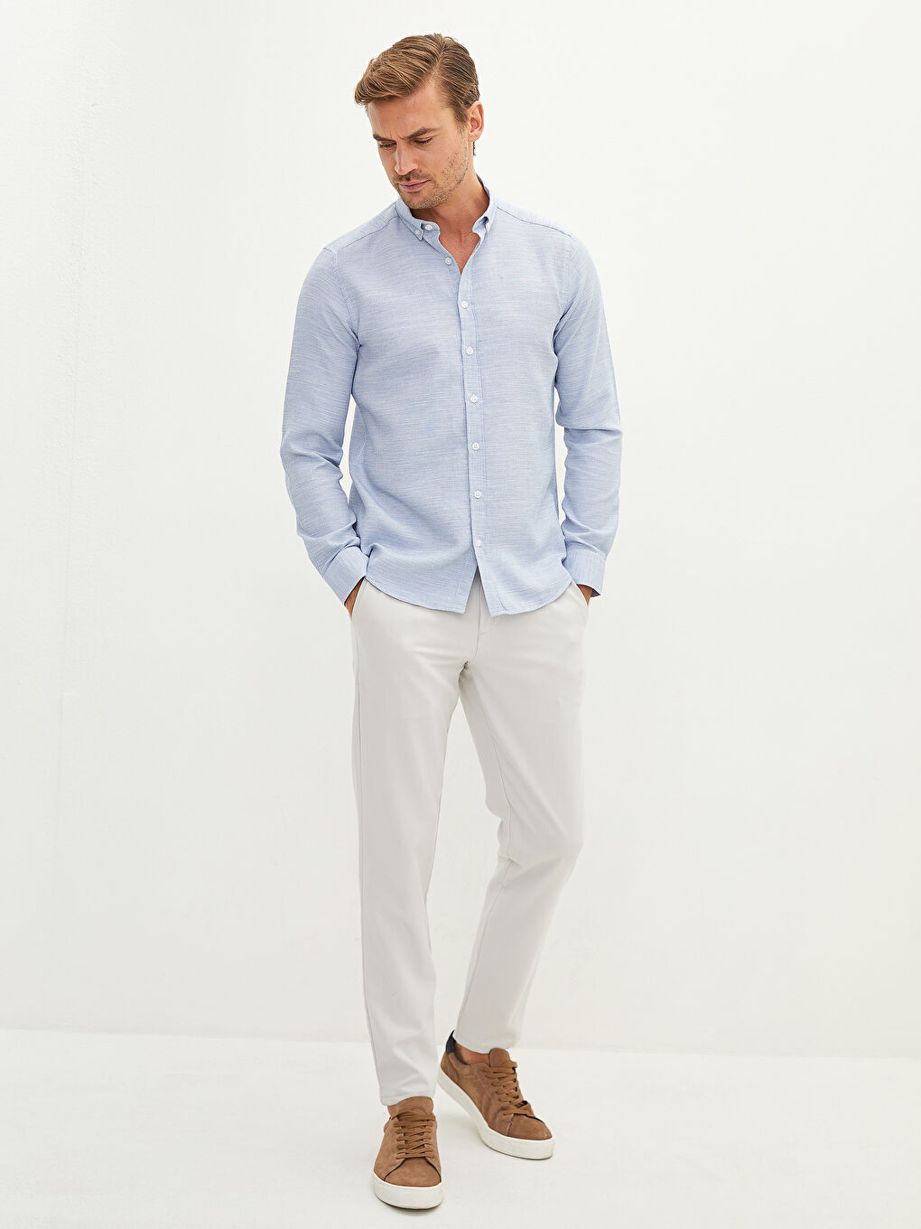 Slim Fit Long Sleeve Men's Shirt-3