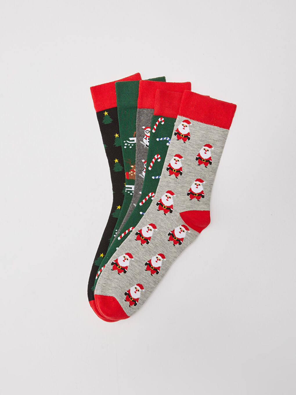 LCW ACCESSORIES Christmas Themed Men's Crew Socks 5 Pack -W1I510Z8-K00