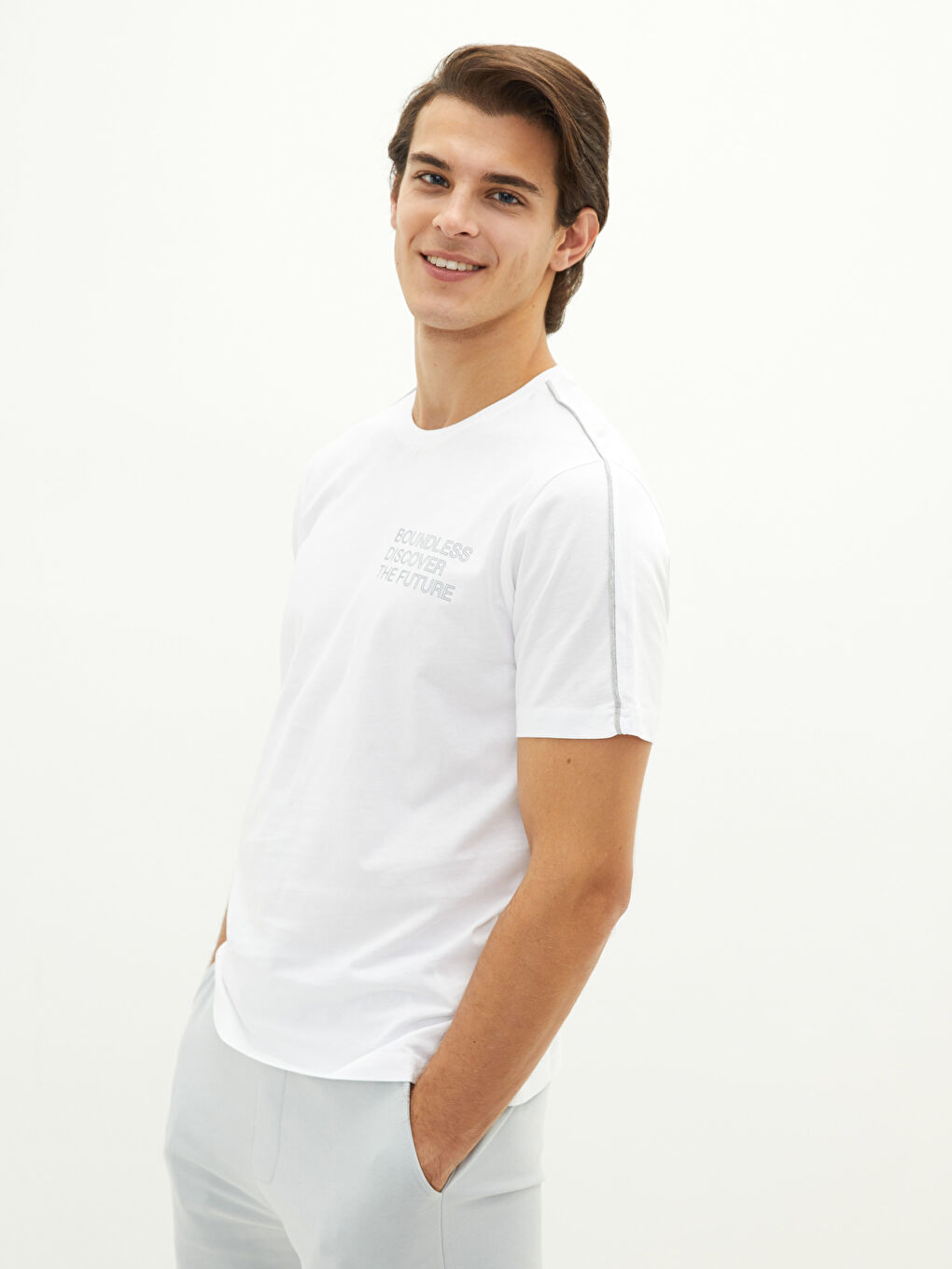 Crew Neck Short Sleeve Printed Combed Cotton Men's T-shirt-2