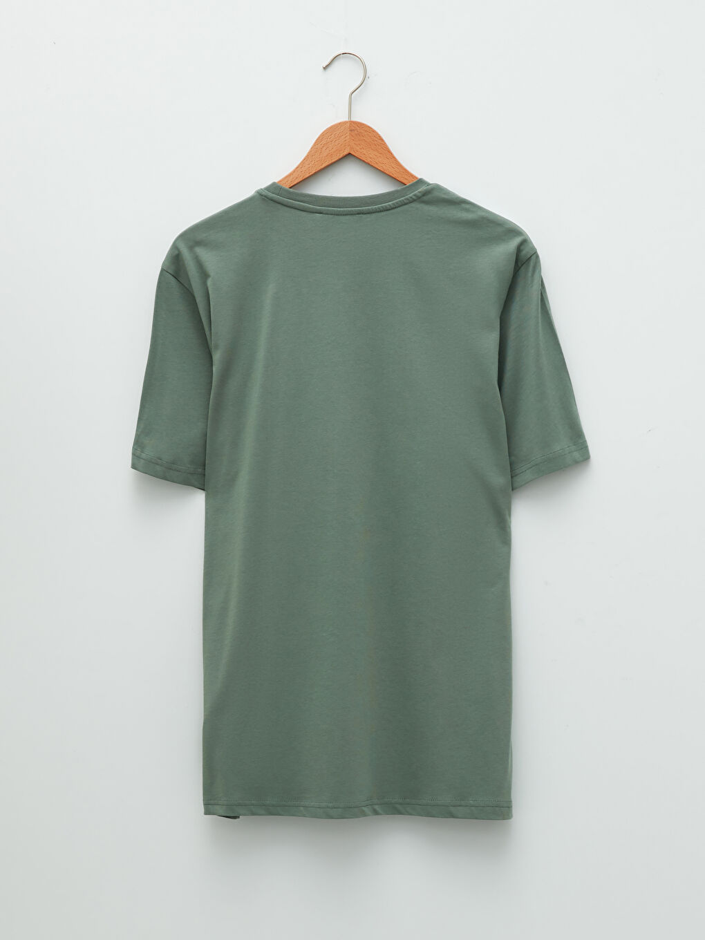 Ерлерге арналған трикотаж дөңгелек жағалы қысқа жең принтті мақта футболка-6