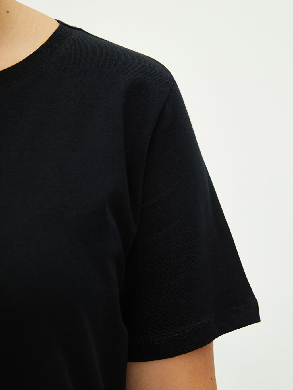 Тениска за жени с голям размер, кръгло деколте, права кройка, къс ръкав, памук-3