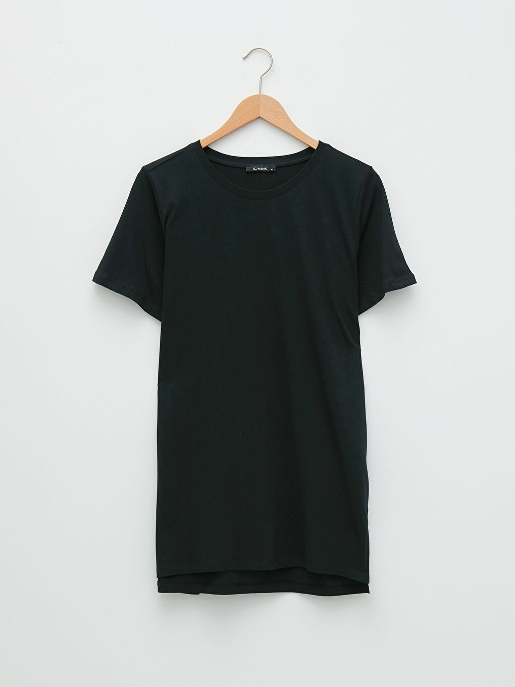 Тениска за жени с голям размер, кръгло деколте, права кройка, къс ръкав, памук-5