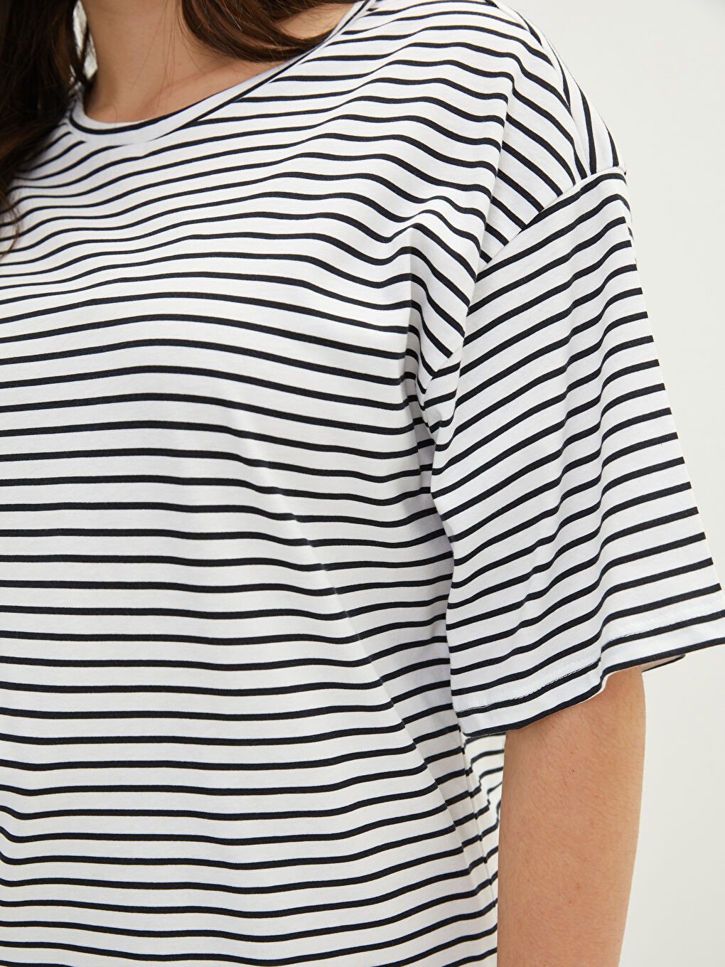 Women's Plus Size Striped Short Sleeve Cotton T-Shirt-2