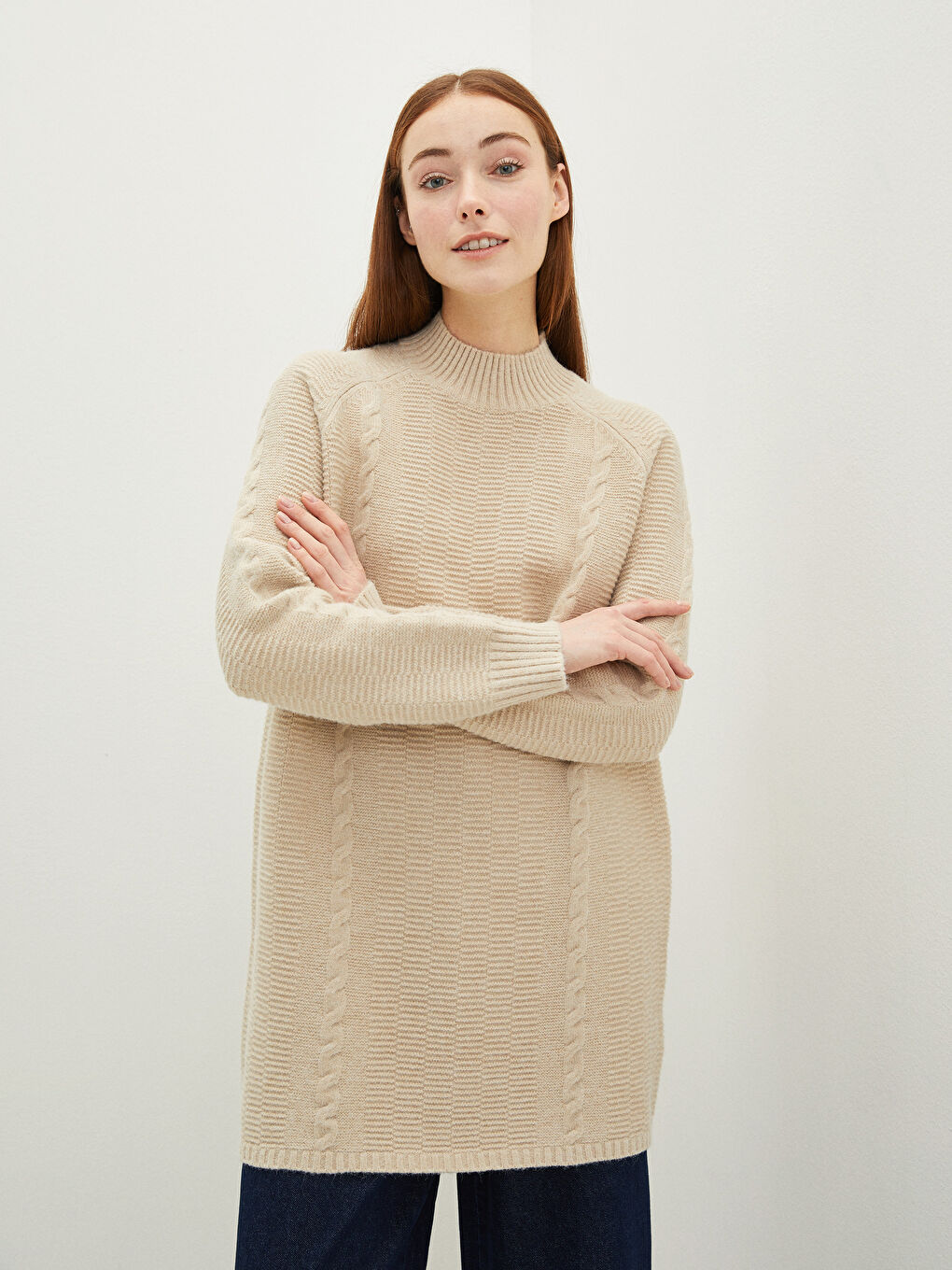 Polurolka Uzorak Dugi rukav Ženska Trikotažna Tunika-1