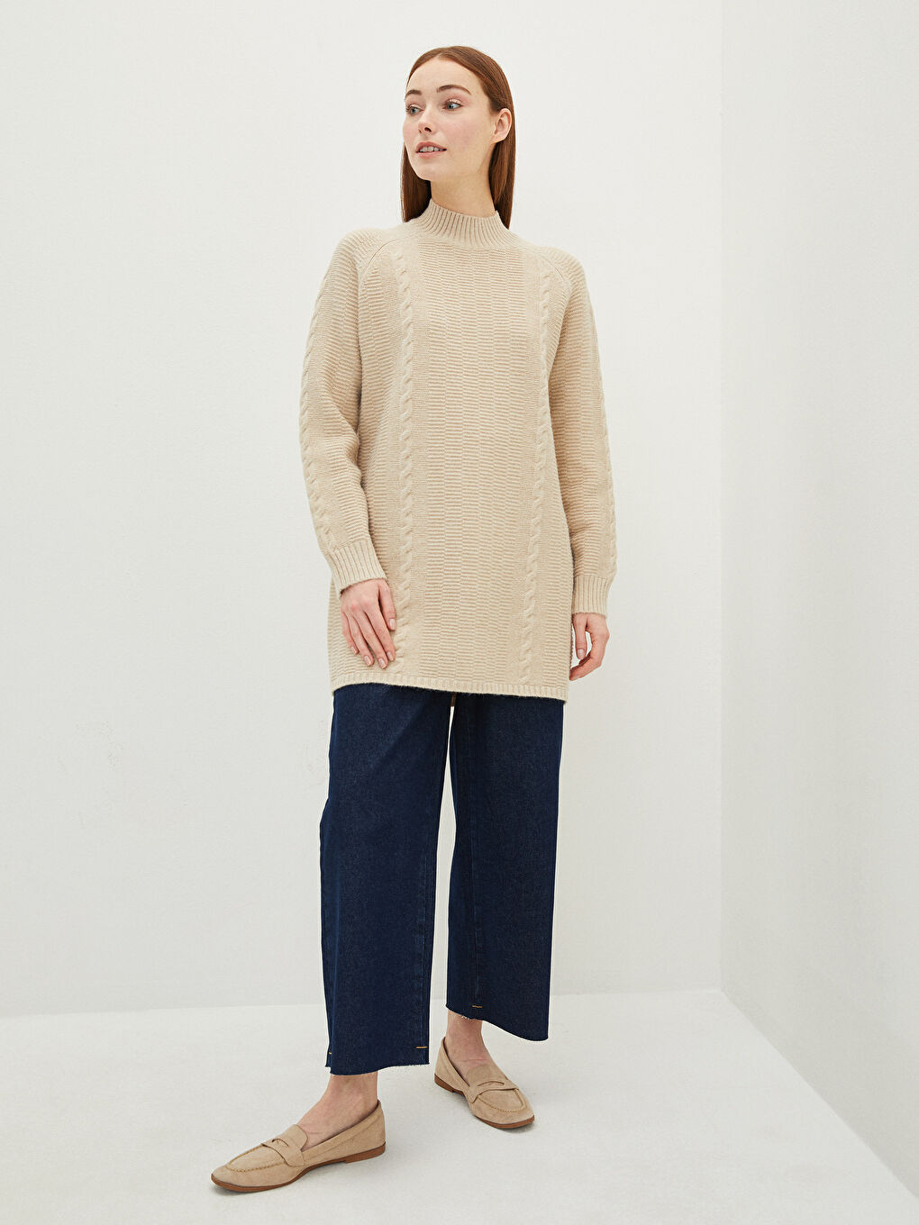 Polurolka Uzorak Dugi rukav Ženska Trikotažna Tunika-3