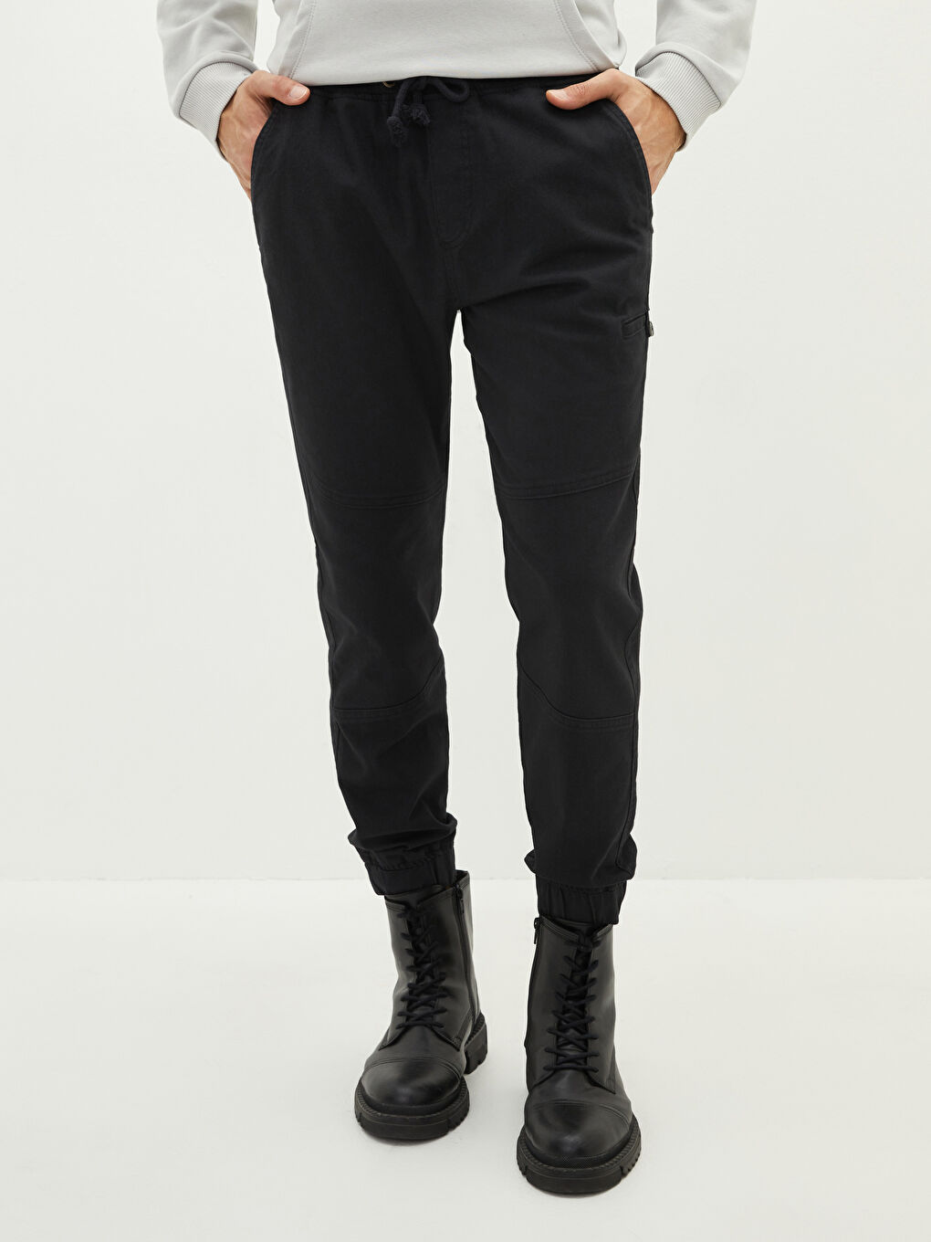 Slim Fit Twill Men's Jogger Trousers-5