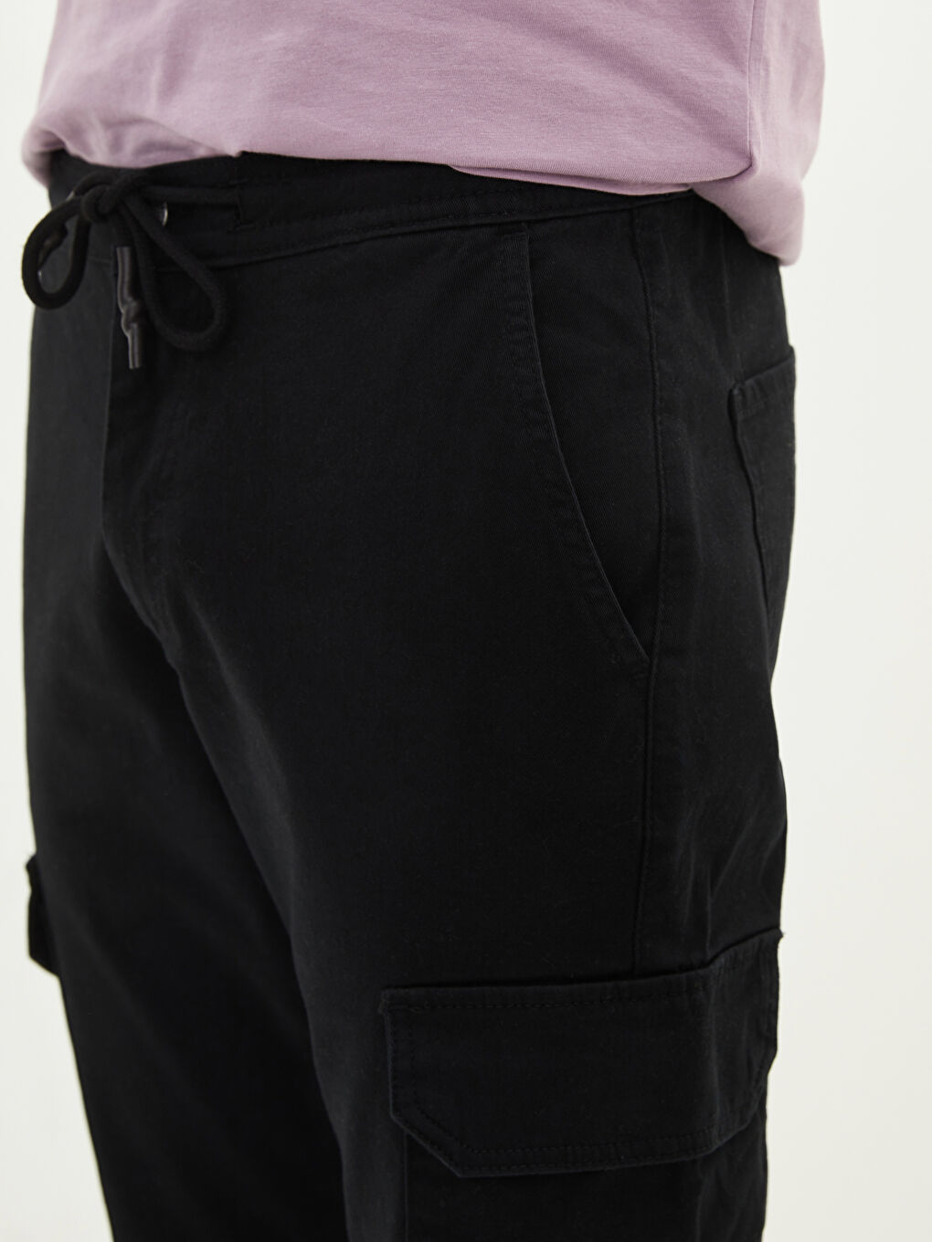 بنطلون كارغو تويل رفيع للرجال-2