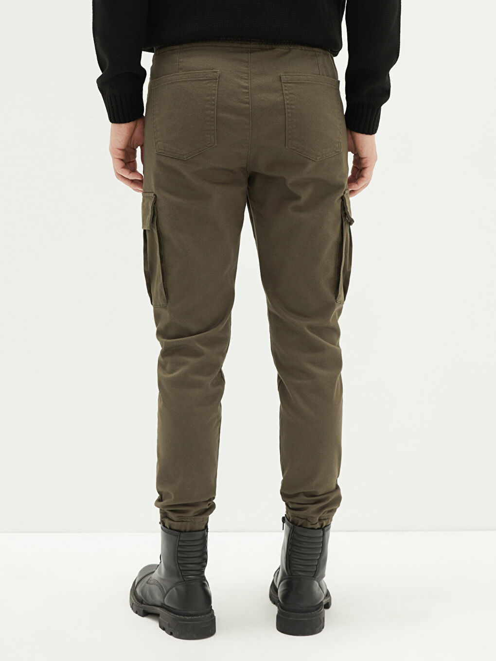 Haki Slim Fit Gabardin Erkek Kargo Pantolon-6