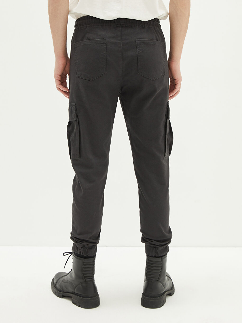 Antrasit Slim Fit Gabardin Erkek Kargo Pantolon-4