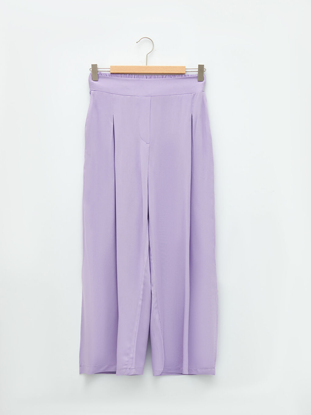 Elastic Waist Straight Pocket Detailed Viscose Women's Trousers-4