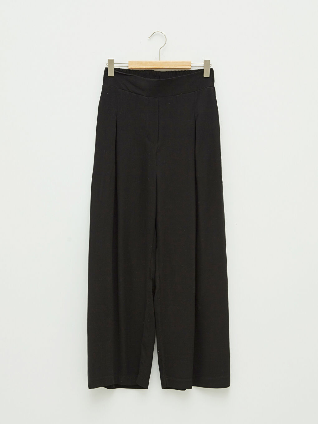 Панталони за Жени от Вискоза с Еластична Талия, Прави Крачоли и Детайлни Джобове-6