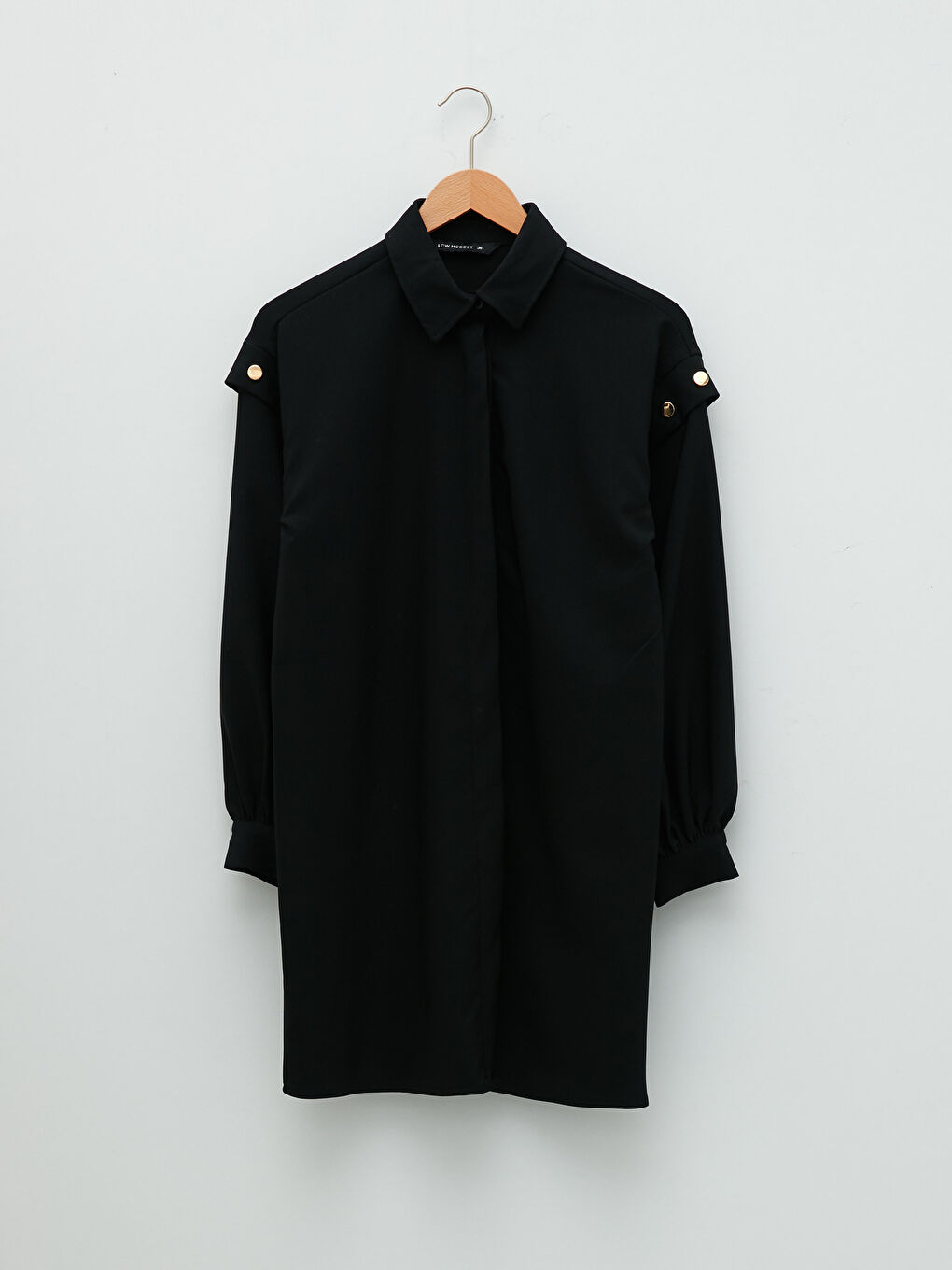 Tunique Chemise Unie à Manches Longues pour Femmes-5