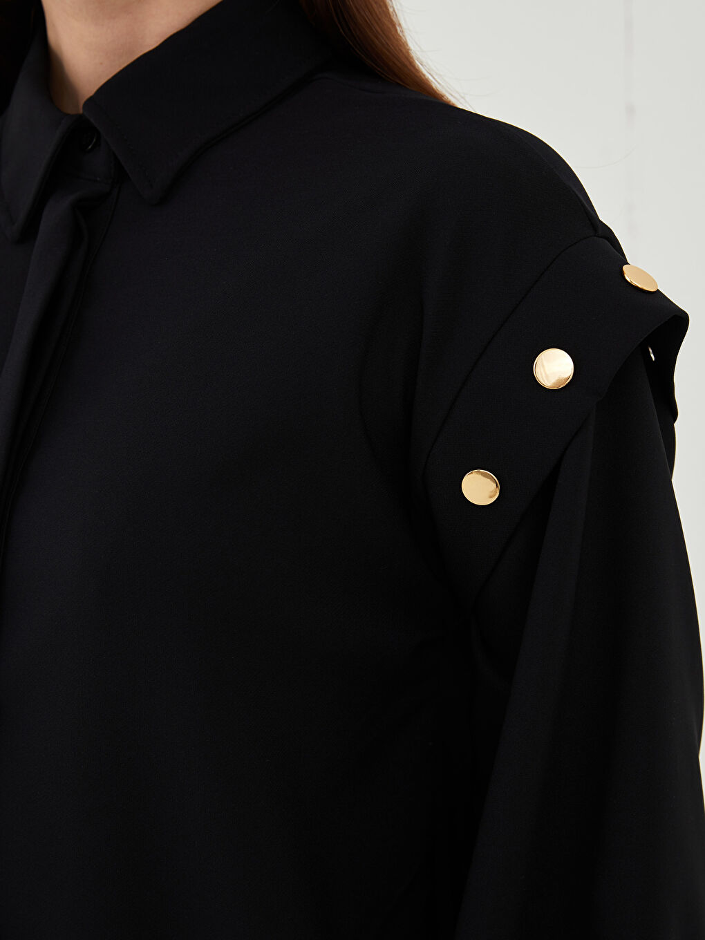 Tunique Chemise Unie à Manches Longues pour Femmes-3