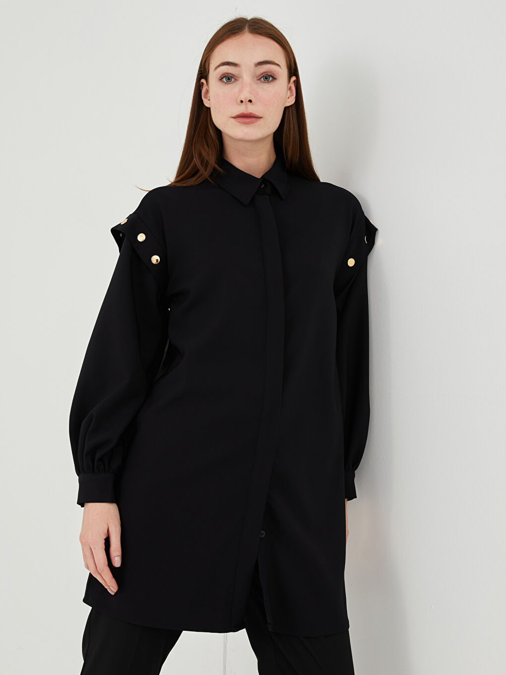 Tunique Chemise Unie à Manches Longues pour Femmes