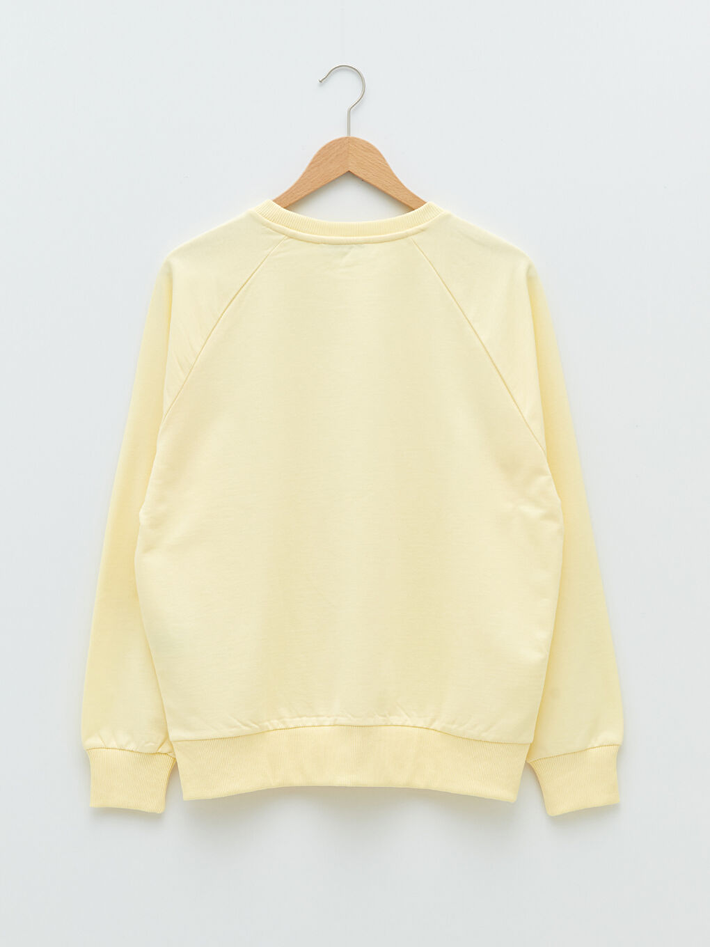 Sarı Bisiklet Yaka Düz Uzun Kollu Kadın Sweatshirt-5