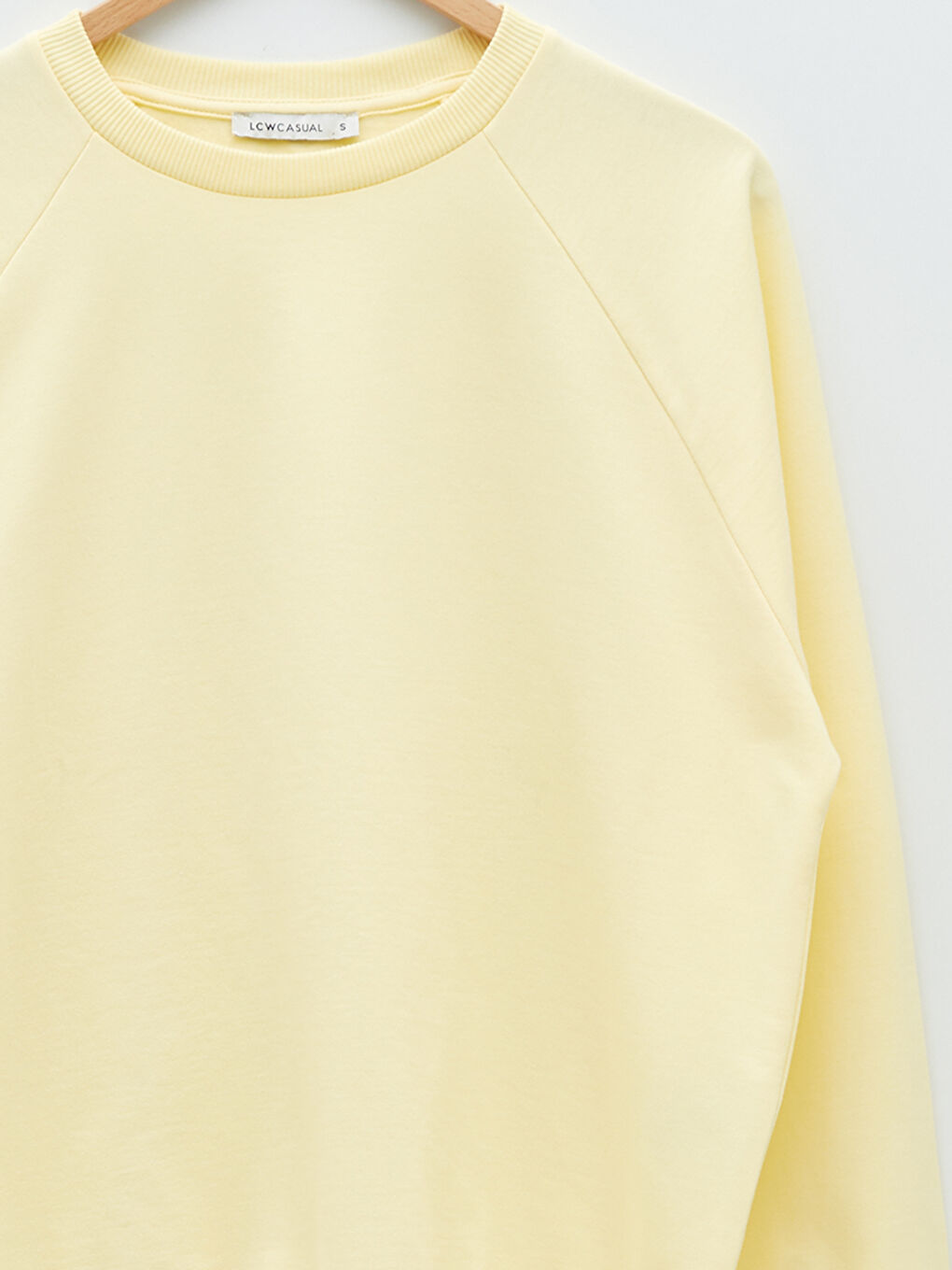 Sarı Bisiklet Yaka Düz Uzun Kollu Kadın Sweatshirt-6