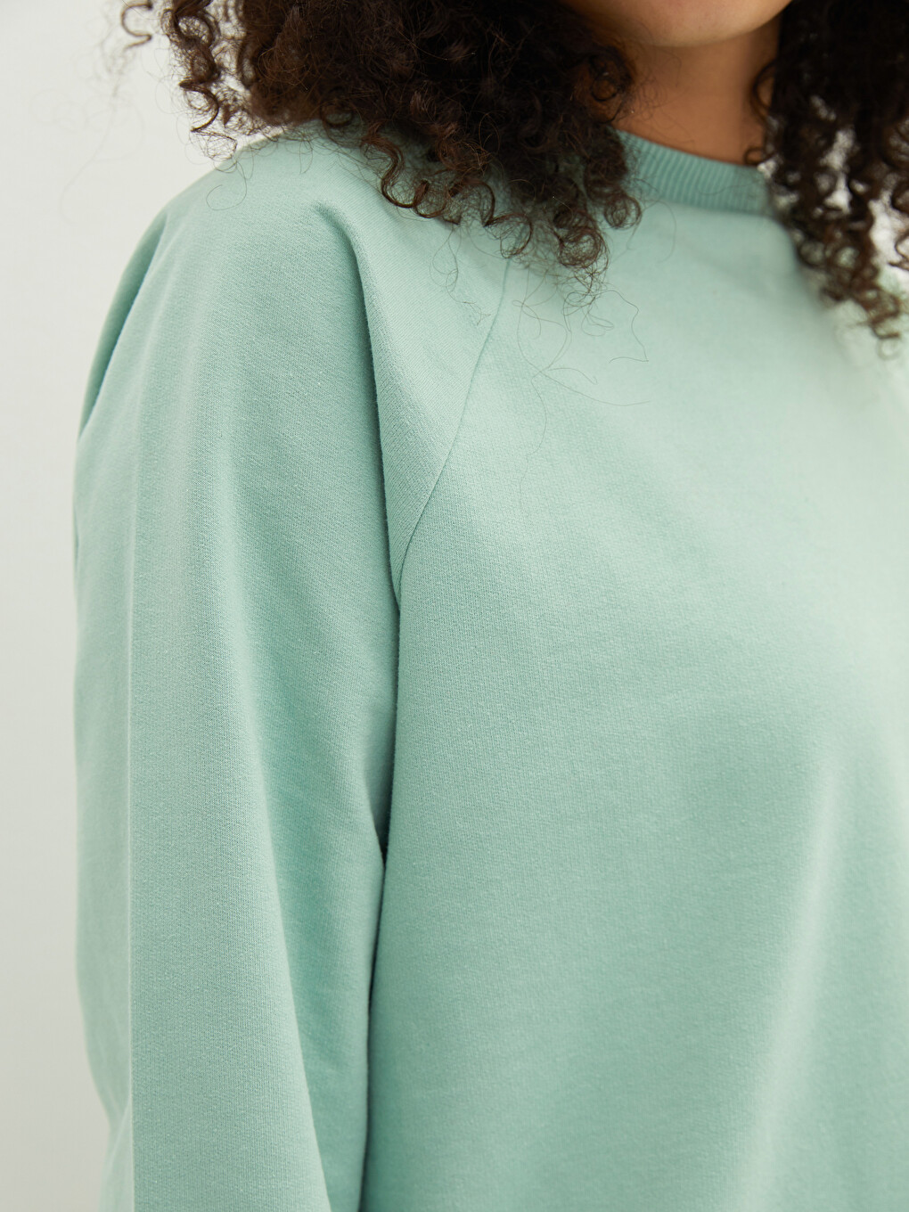 Crew Neck Plain Long Sleeve Women's Sweatshirt-3