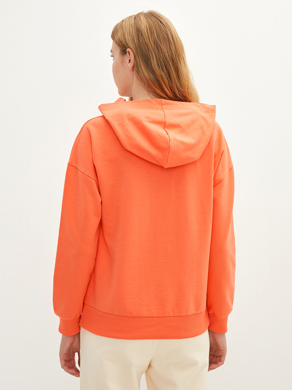 Hooded Collar Regular Long Sleeve Women's Sweatshirt-3