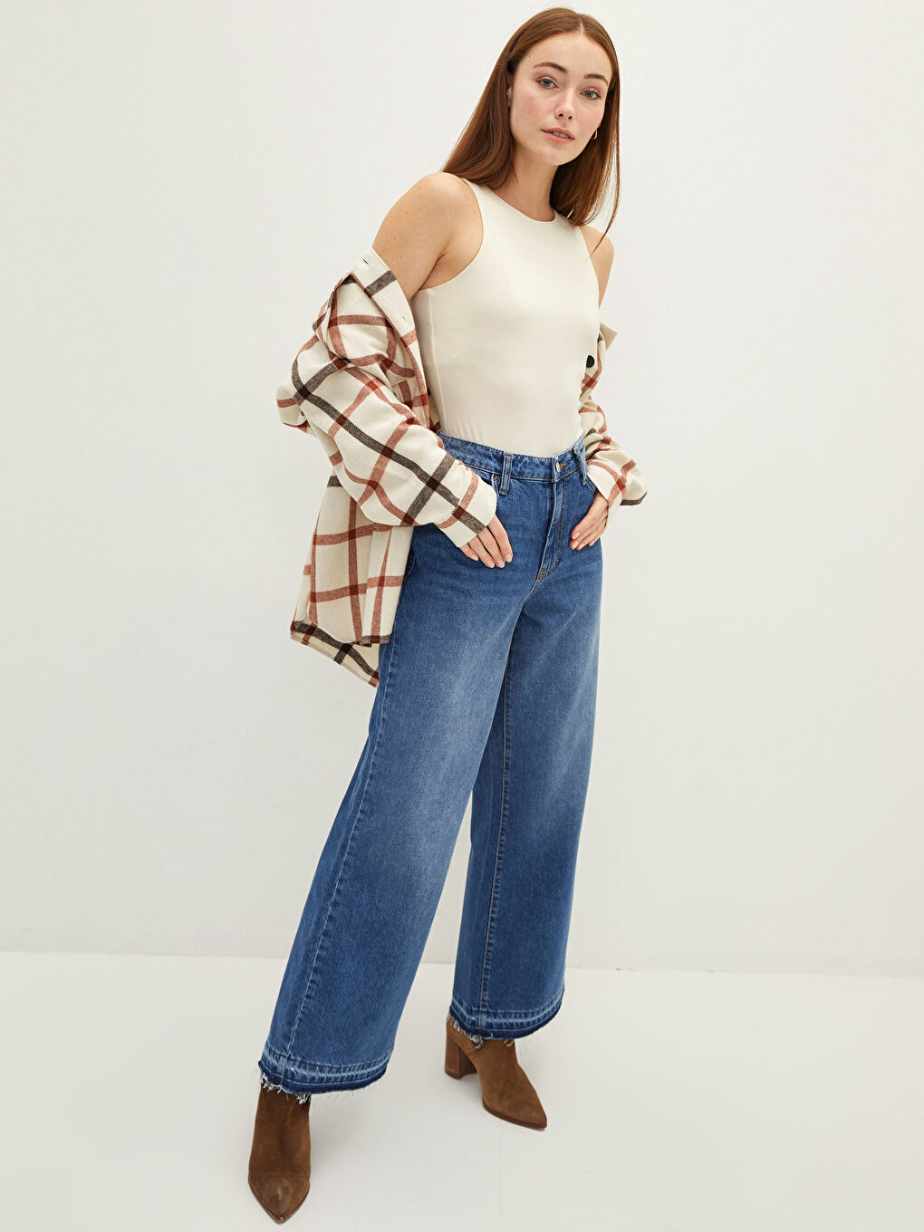 High Waist Standard Fit Wide Leg Rodeo Women's Jean Trousers-1