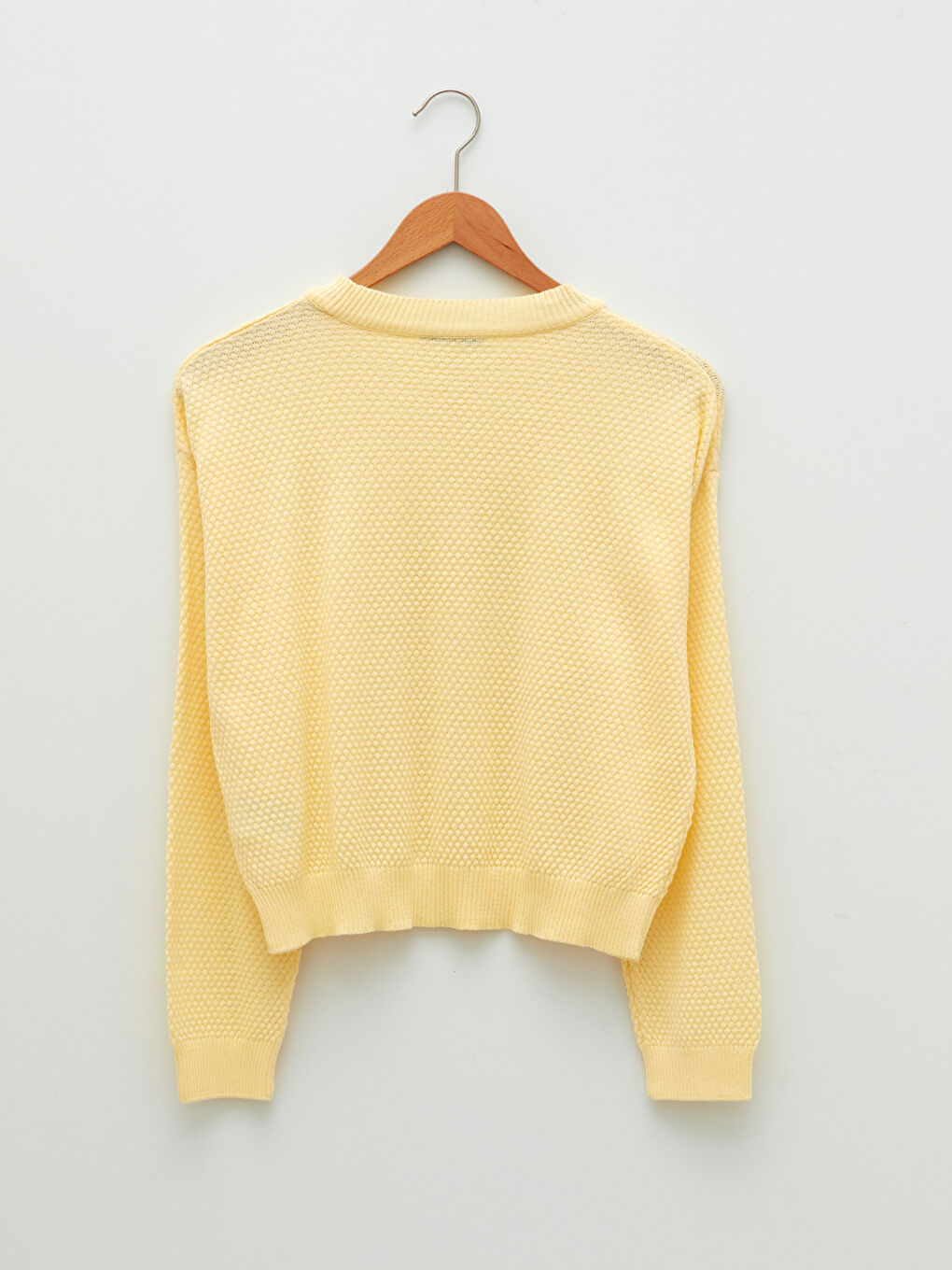 سترة تريكو سادة بياقة دائرية وأكمام طويلة للسيدات-5