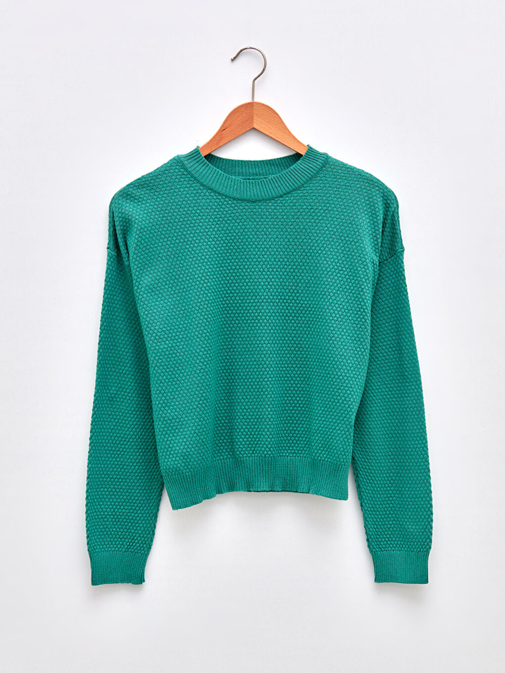 سترة تريكو سادة بياقة دائرية وأكمام طويلة للسيدات-5