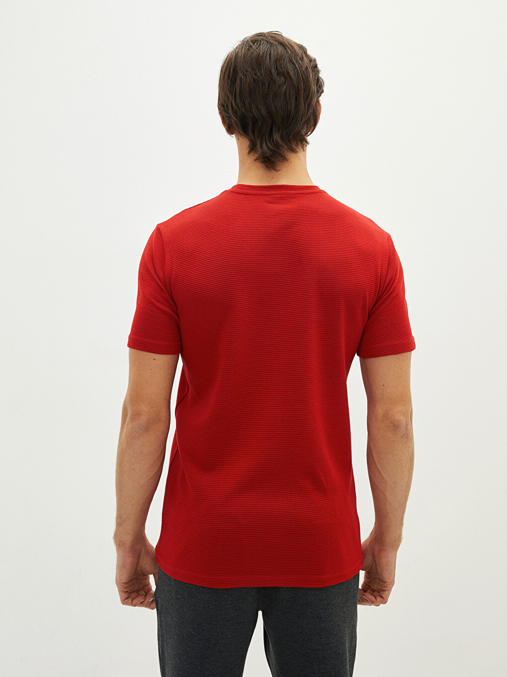 T-shirt E Thjeshtë Me Jakë Të Rrumbullakët Me Mëngë Të Shkurtra Për Burra-4