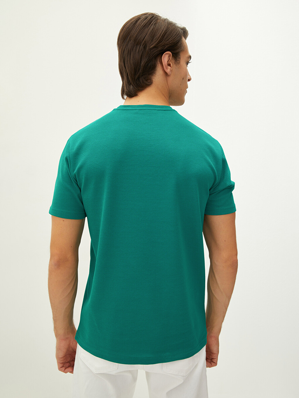 T-shirt E Thjeshtë Me Jakë Të Rrumbullakët Me Mëngë Të Shkurtra Për Burra-4