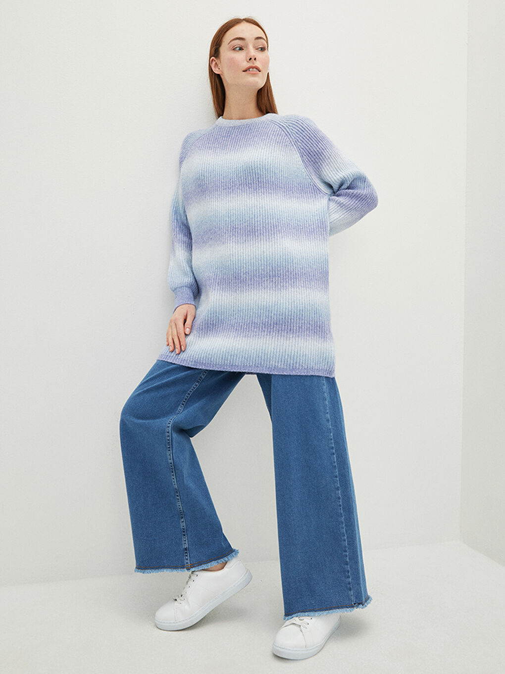 Crew Neck Patterned Long Sleeve Women's Tunic-2