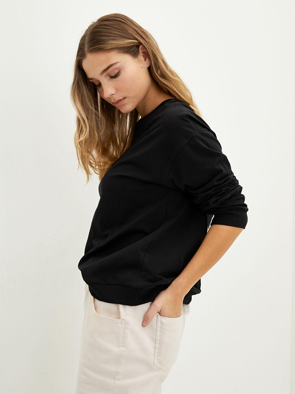 LC WAIKIKI Plus Size Crew Neck Regular Long Sleeve Women's Sweatshirt -W1I732Z8-CVL