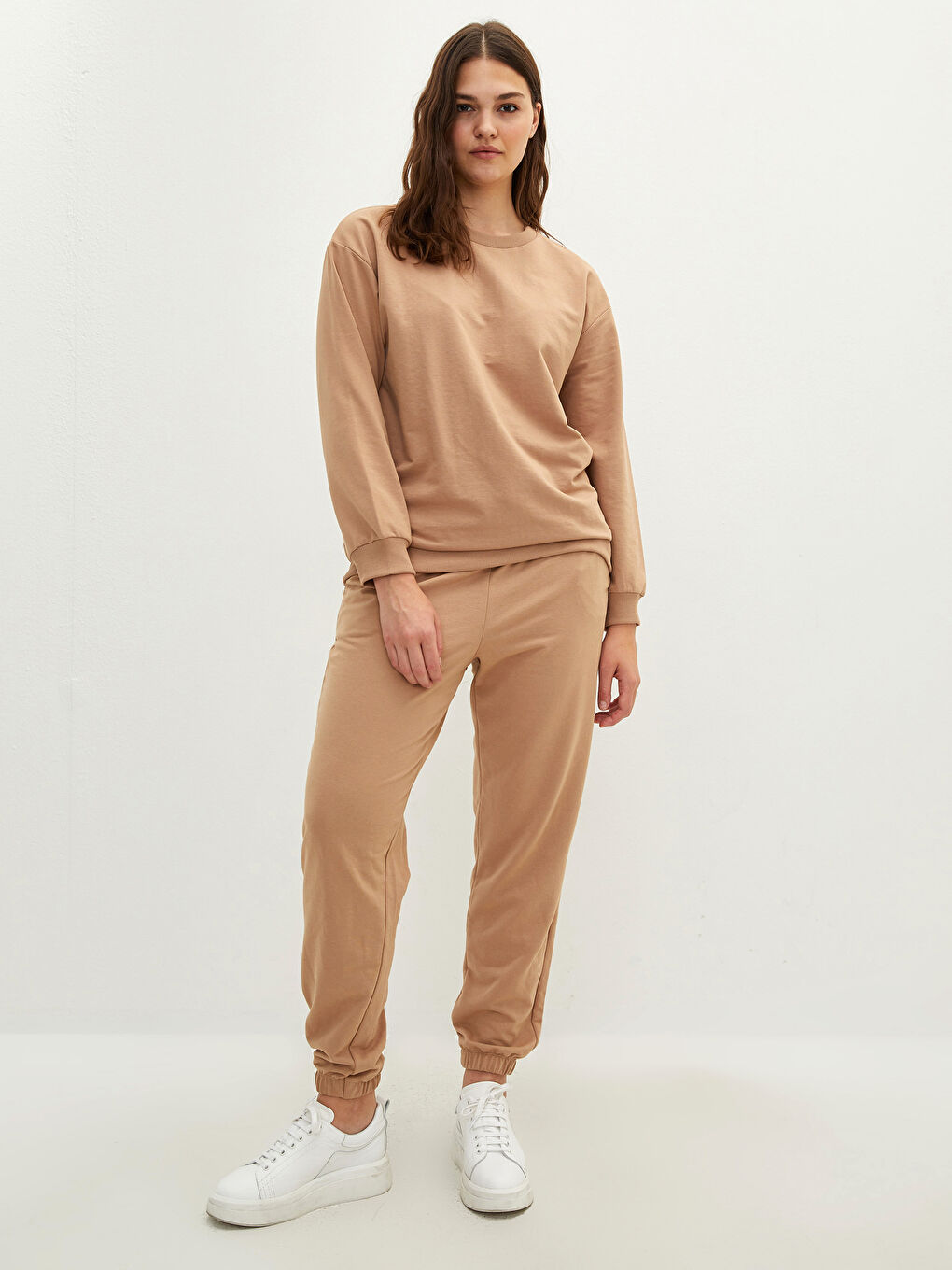 Sweat-shirt pour Femmes Grande Taille Col Rond Régulier Manches Longues-3