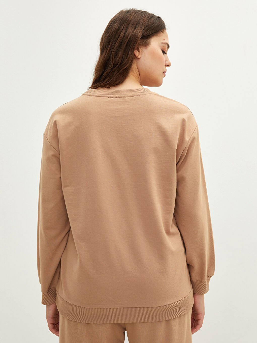 Sweat-shirt pour Femmes Grande Taille Col Rond Régulier Manches Longues-4