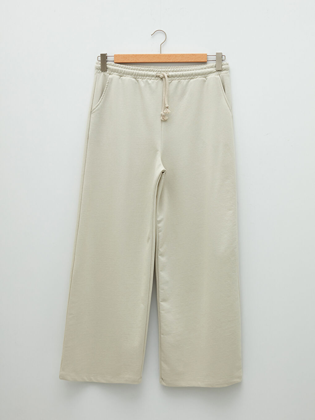 Plus Size Elastic Waist Straight Pocket Detailed Wide Leg Women's Sweatpants-8