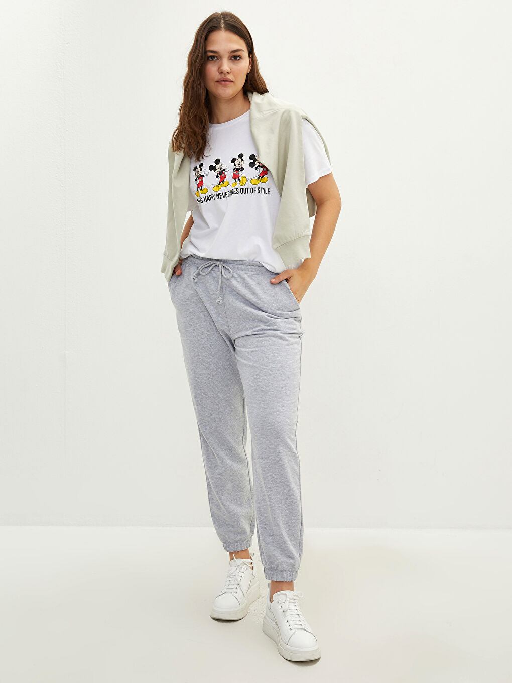 LC WAIKIKI Büyük Beden Beli Lastikli Cep Detaylı Kadın Jogger Eşofman Altı -W1I742Z8-CT3