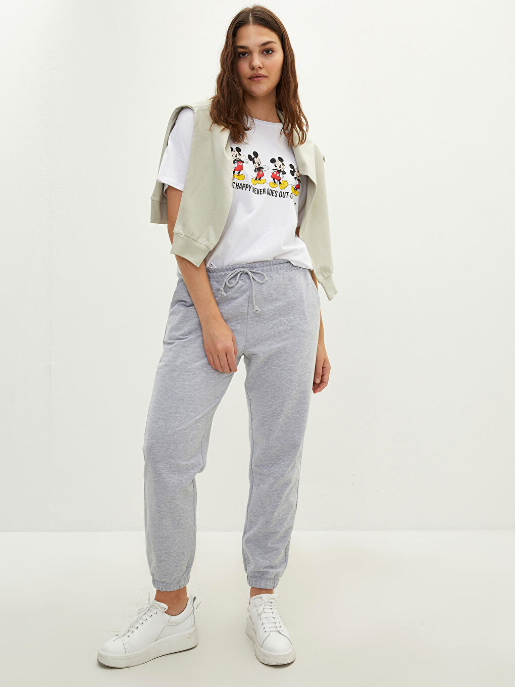 LC WAIKIKI Büyük Beden Beli Lastikli Cep Detaylı Kadın Jogger Eşofman Altı -W1I742Z8-CT3