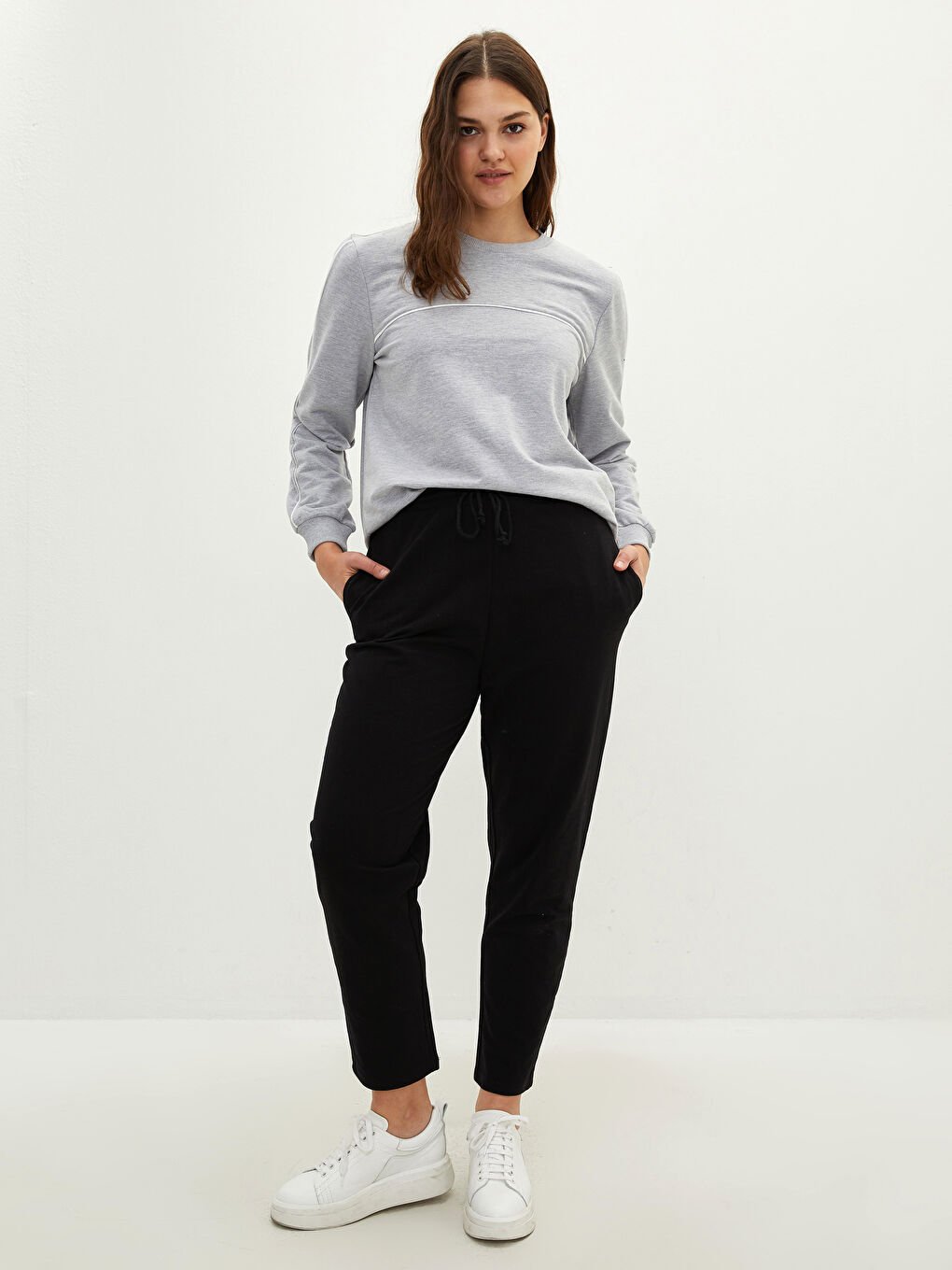 Ženske Pantalone Trenerke Velike Veličine sa Elastičnim Struk-1