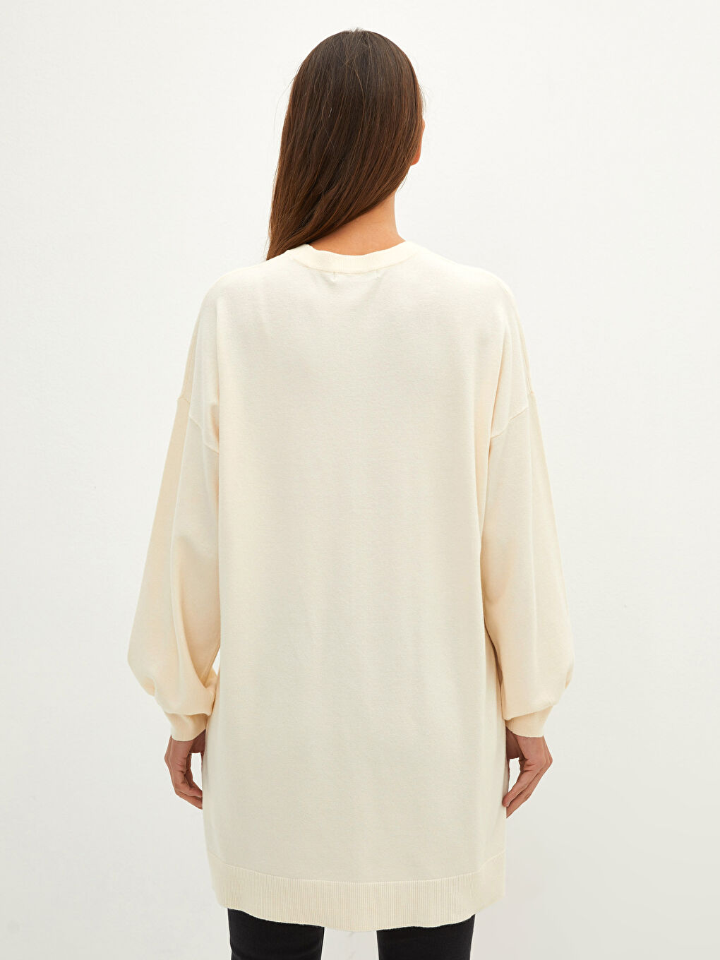 LCW Modest Rundhalsausschnitt Schlicht Langarm Damen Strick-Tunika -W1I749Z8-SBW