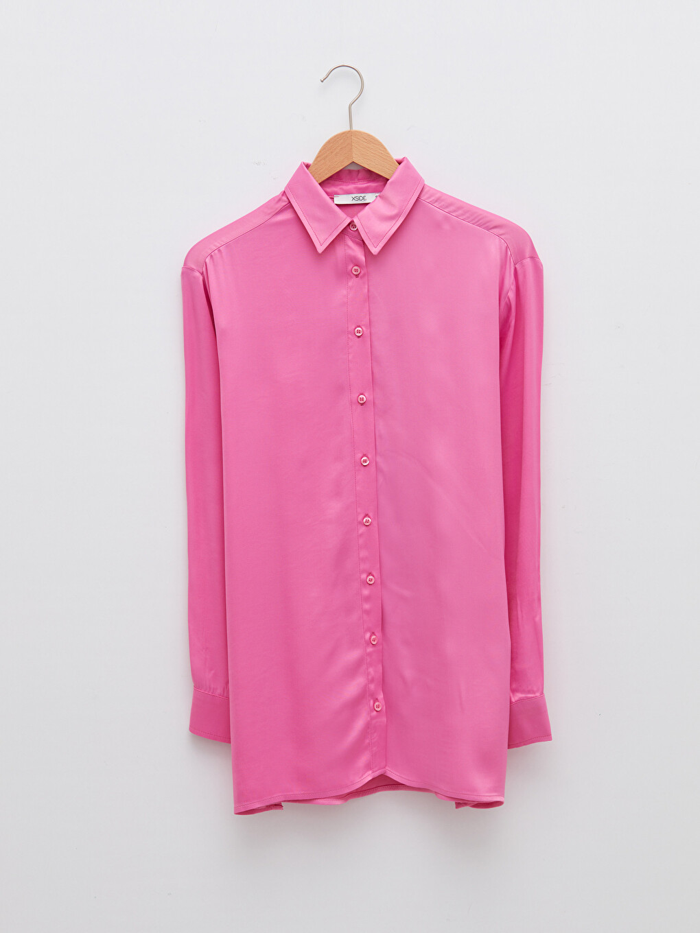Front Button Closure Straight Long Sleeve Viscose Women's Shirt-5