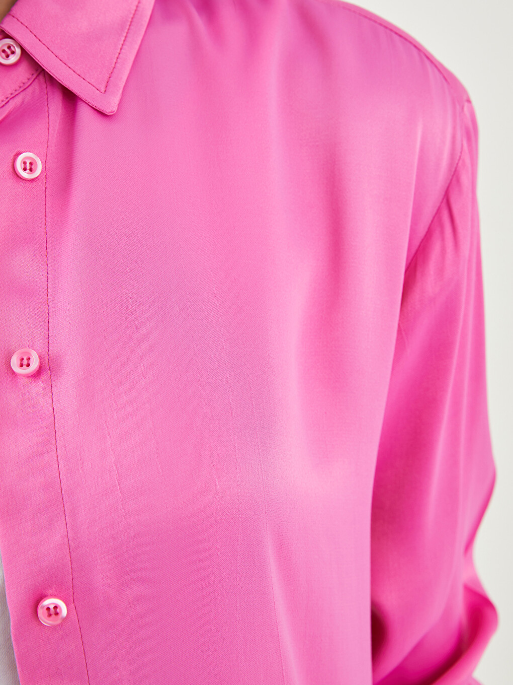 Front Button Closure Straight Long Sleeve Viscose Women's Shirt-3
