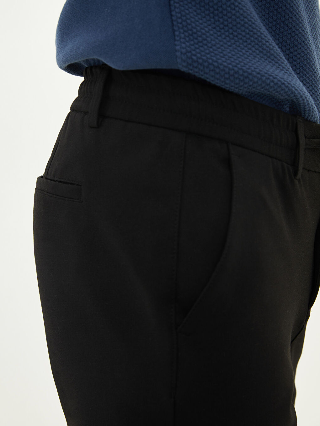 Siyah Slim Fit Dokulu Erkek Şort-2