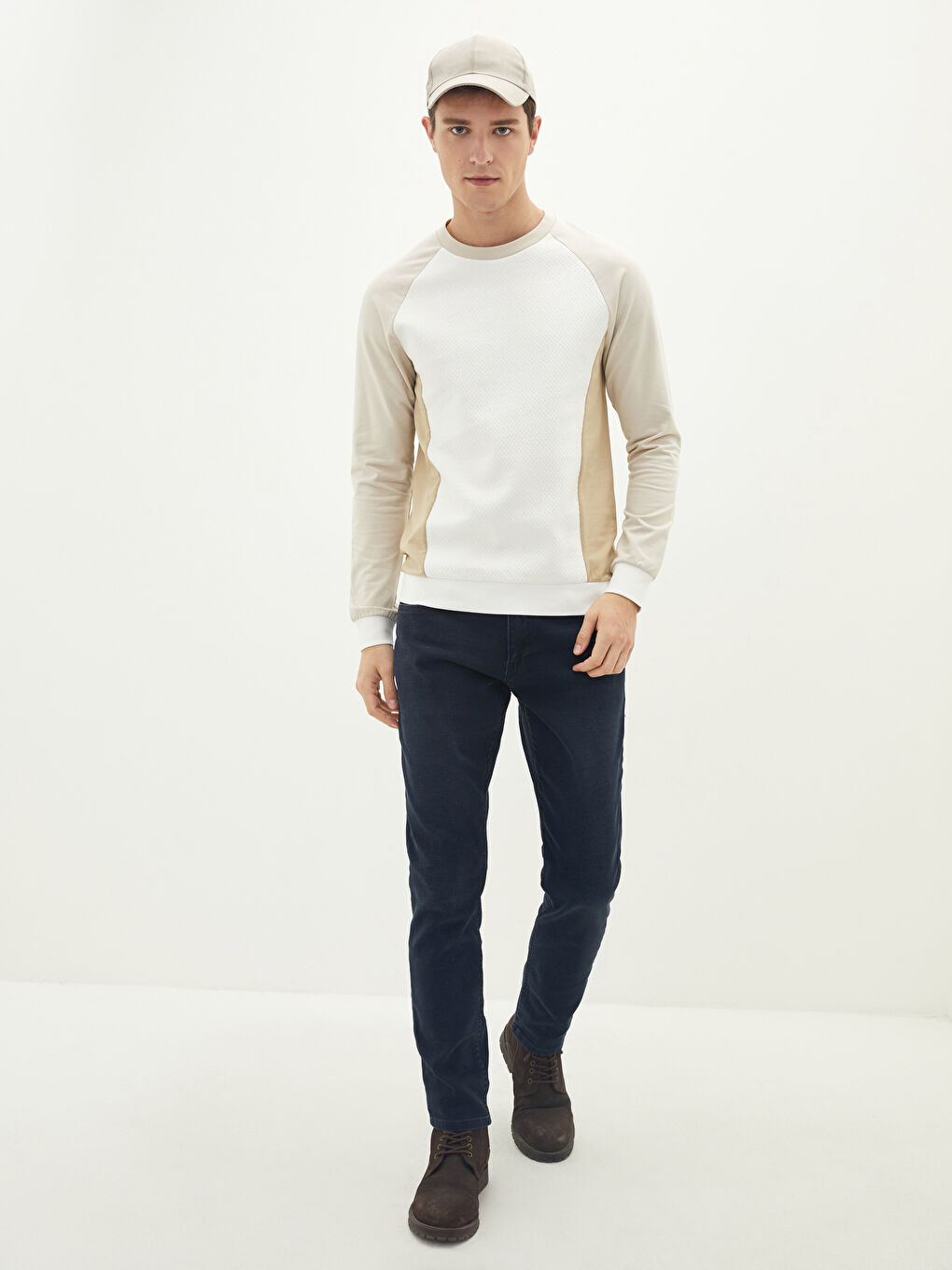 Crew Neck Long Sleeve Color Block Men's Sweatshirt-2