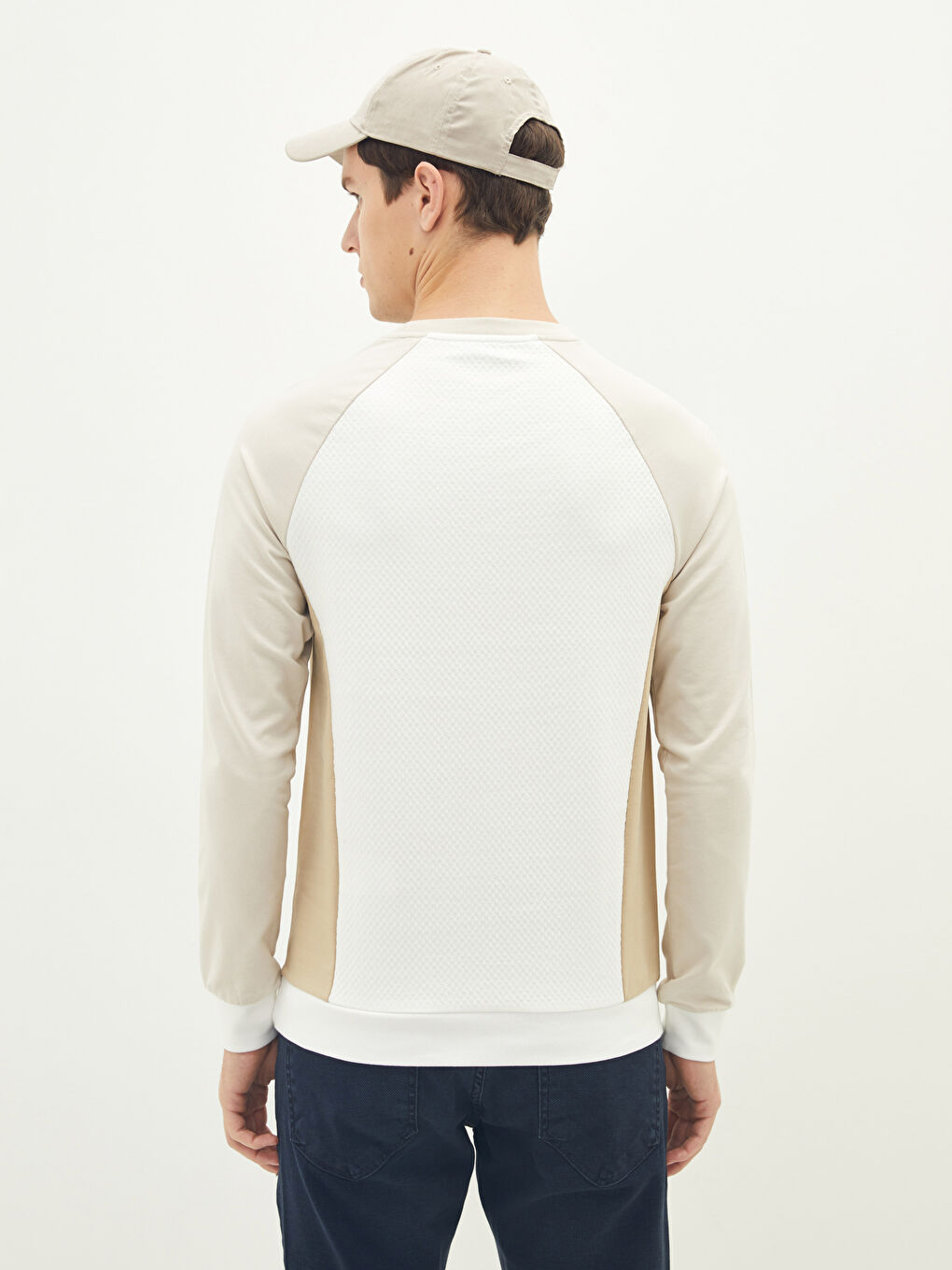 Crew Neck Long Sleeve Color Block Men's Sweatshirt-4