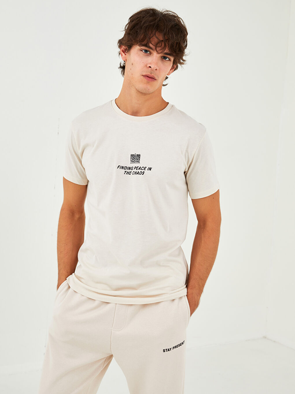 Crew Neck Short Sleeve Printed Combed Cotton Men's T-shirt -W1I798Z8-QU5