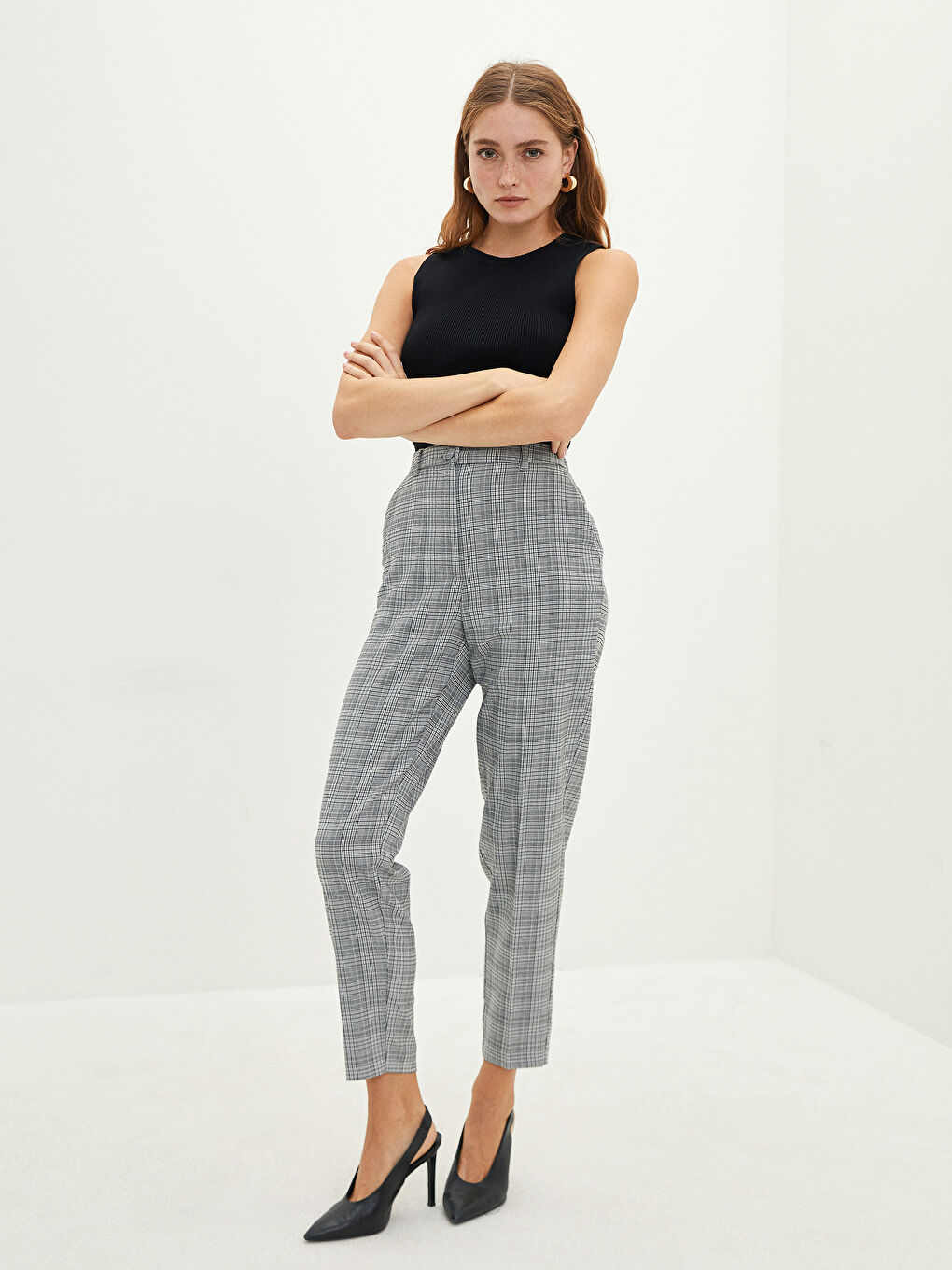 LCWAIKIKI Basic Elastische Damen Karohose mit Taschen -W1I835Z8-LMK