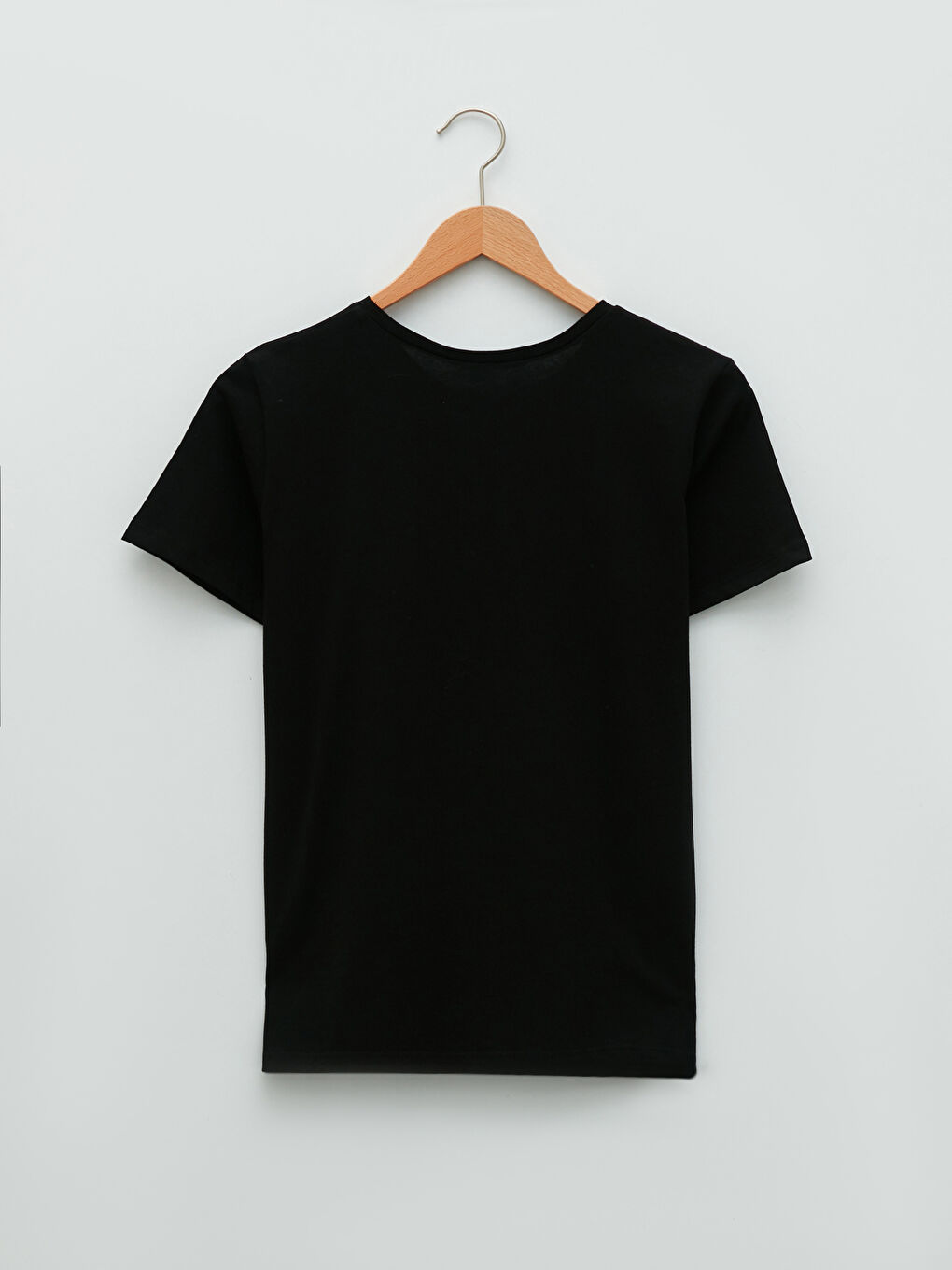 Siyah Bisiklet Yaka Baskılı Pamuklu Kadın Tişört-6